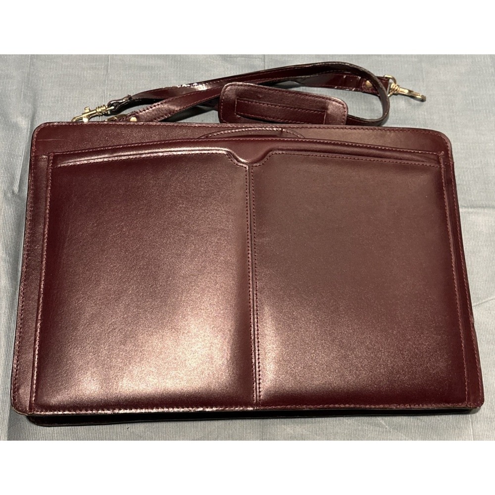 State Farm Vintage Leather Briefcase Portfolio Attache Retractable Handles Brown